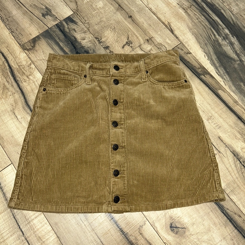 Corduroy Button-Front Tan Skirt